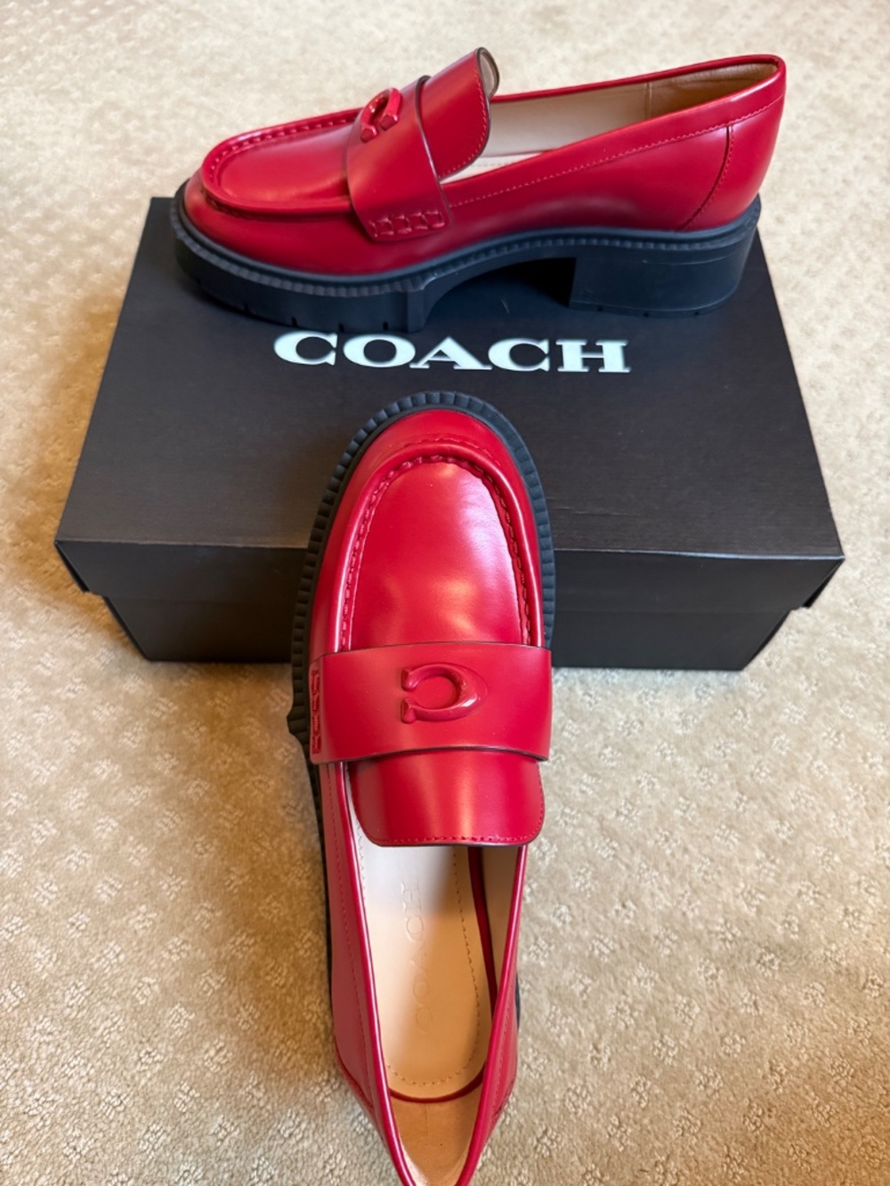 Coach Leah Loafer “Red” Size 7.5 - Picture 3 of 5